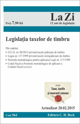 Legislatia taxelor de timbru. Cod 561. Actualizat la 20.02.2015