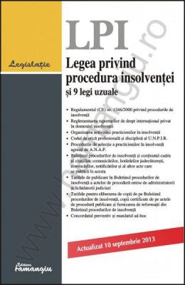 Legea privind procedura insolventei si 9 legi uzuale | Actualizare: 10 septembrie 2013